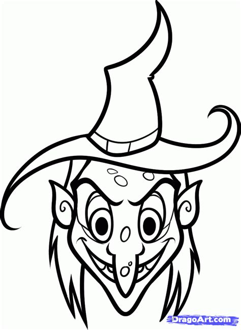 Halloween Witch Face Coloring Pages