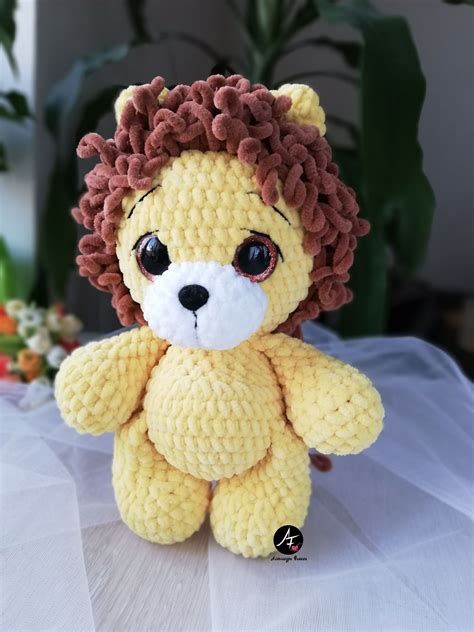 lion soft plush stuffed Crochet animals toys big-eyed, Leo handmade ...