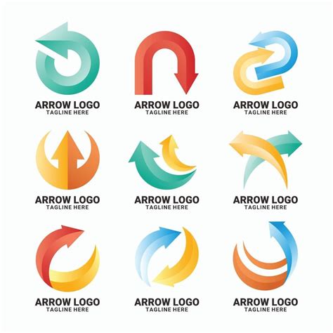 Arrow Shape Gradient Logo Set 2475619 Vector Art at Vecteezy