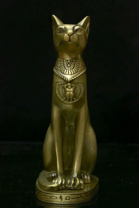 EGYPTIAN CAT GODDESS BAST BASTET STATUE Egypt BRONZE Polished Iron Antique Style | eBay ...