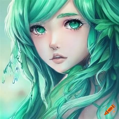 Anime artwork with emerald rain in pastel colors on Craiyon