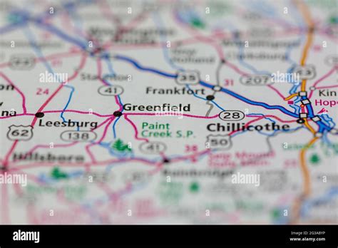 Greenfield Ohio USA shown on a Geography map or Road map Stock Photo - Alamy