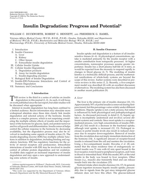 (PDF) Insulin Degradation: Progress and Potential 1