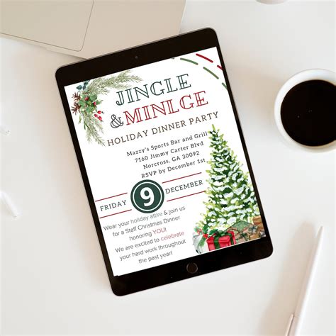 Jingle and Mingle Invitation, Christmas Party Invitation, Staff Holiday ...