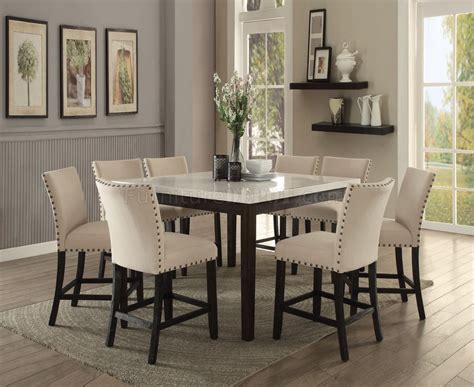 Nolan Counter Height Table 5Pc Set 72855 White Marble Top - Acme