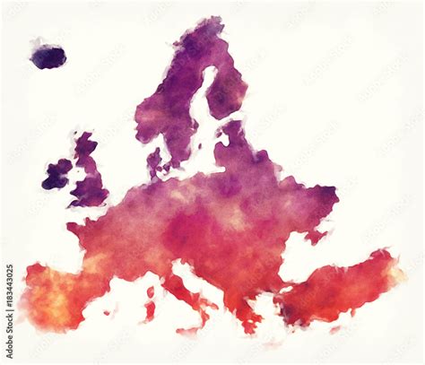 Europe watercolor map in front of a white background Stock Illustration | Adobe Stock