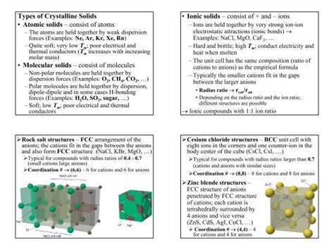 Types of Crystalline Solids â ¢ Atomic solids â consist of ... - Web Pages