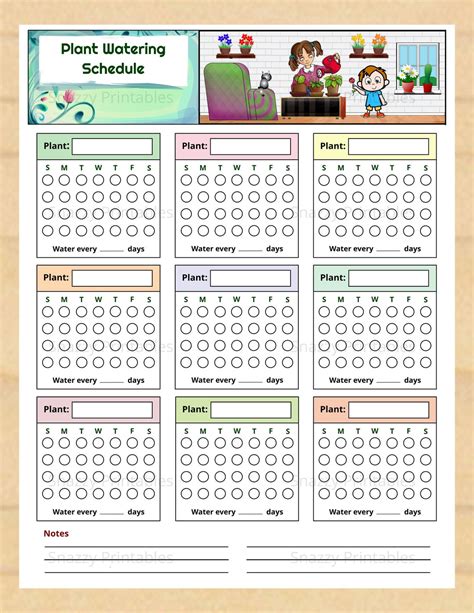 Printable Plant Watering Schedule Garden Houseplants - Etsy