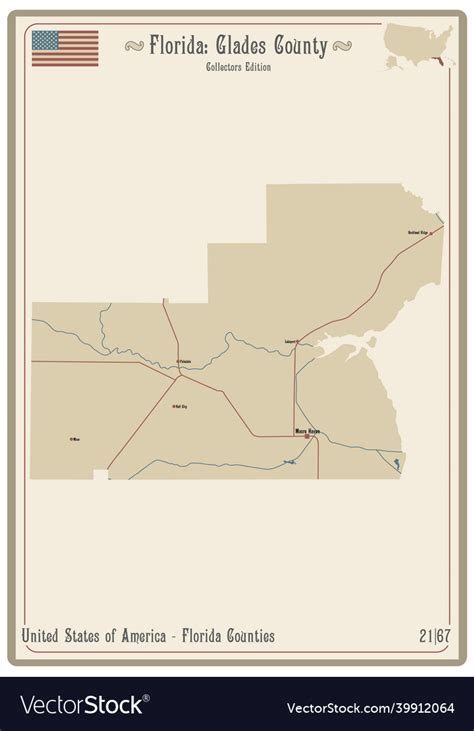 Map of glades county in florida Royalty Free Vector Image