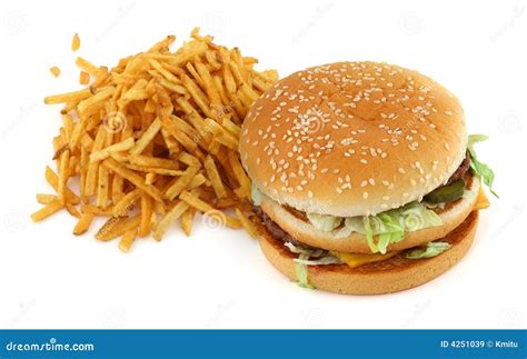 French fries and hamburger stock image. Image of front - 4251039