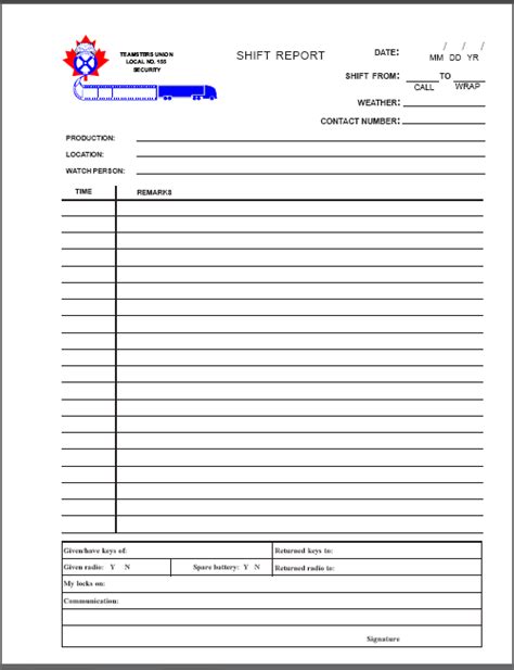 Supervisor Shift Report Template | HQ Printable Documents