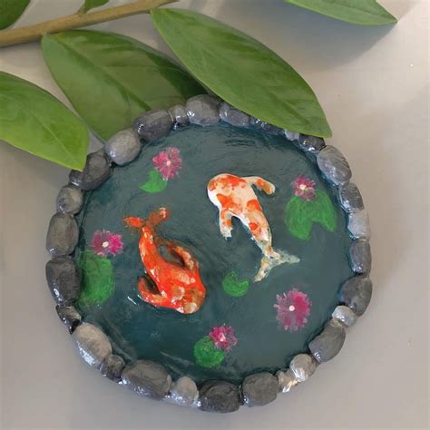 Koi fish pond clay trinket | Etsy