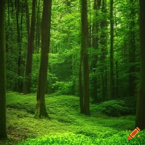 Lush green forest landscape on Craiyon