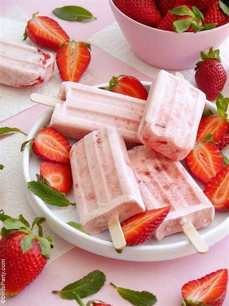 Strawberries and Cream Popsicles Recipe - Party Ideas | Party ...