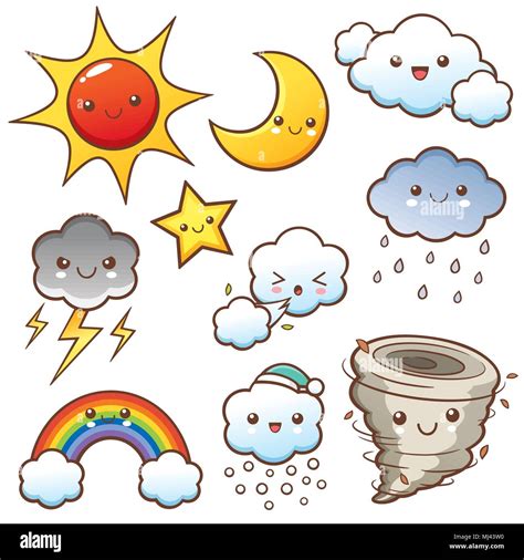 Vector illustration of Cartoon Weather set vocabulary Stock Vector ...