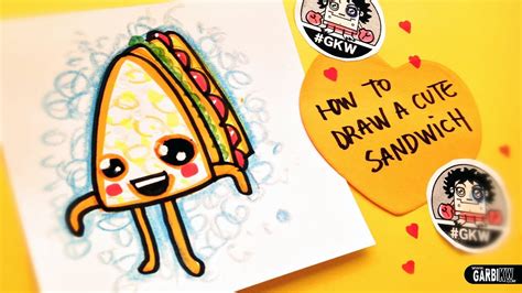 How To Draw A Cute Sandwich - Easy and Kawaii Drawings by Garbi KW - YouTube