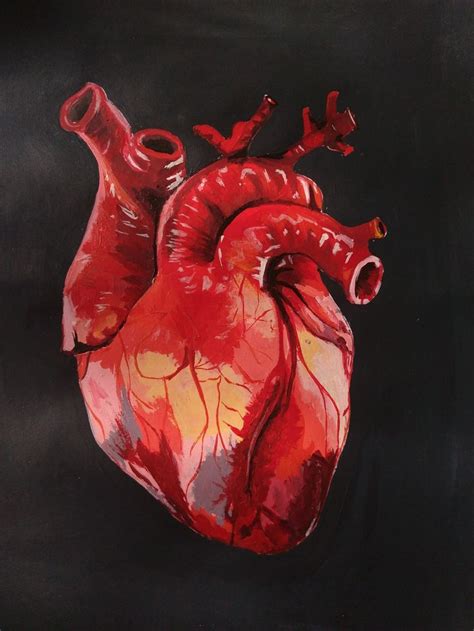 an acrylic painting of a human heart