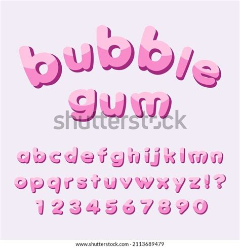 Font Bubble Gum Vector Set Pink Stock Vector (Royalty Free) 2113689479 | Shutterstock