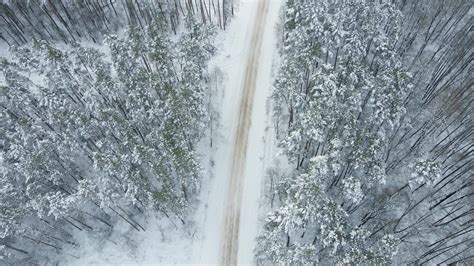 Aerial view of winter forest with snow covered trees. Flight above snow forest 15470191 Stock ...