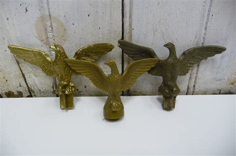 Three Vintage Eagle flag pole Topper Decorative top American