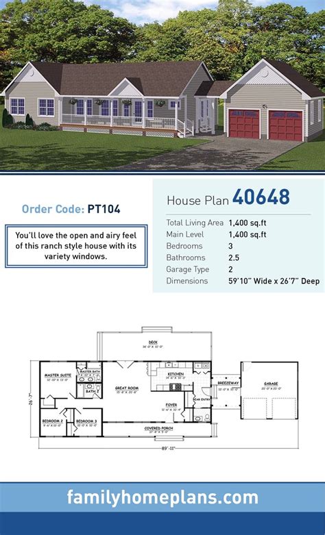 Plan 40648 | Country Home with Detached Garage | Ranch style house ...