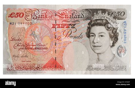 Fifty pound note, £50 note, English fifty pound note on white ...