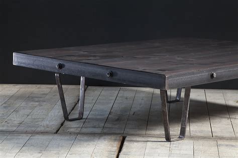 Custom made, industrial coffee table with bolted steel frame. Made to size. Guide price only.