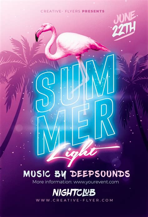 Summer party flyer with Neon Effects - Creative Flyers