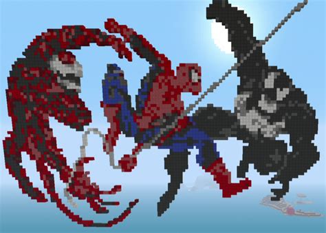 Spiderman, Venom and Carnage Minecraft pixel art made by FakeUniform ...