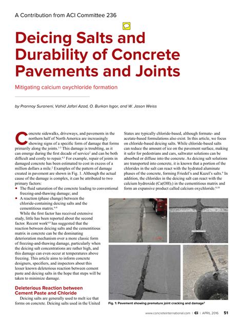 (PDF) Deicing Salts and Durability of Concrete Pavements and Joints: Mitigating Calcium ...