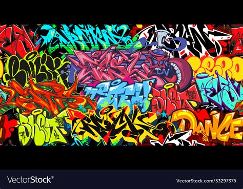 Colorful graffiti street art seamless pattern Vector Image