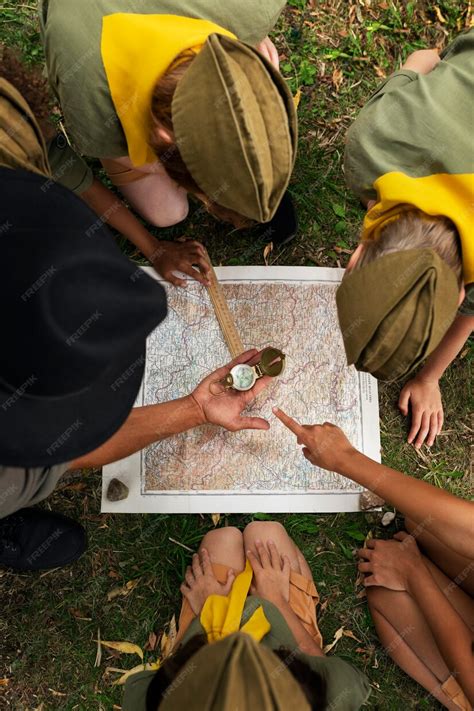 Free Photo | Children doing scout activities outdoors