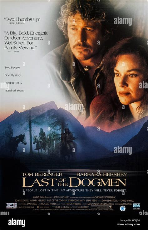 LAST OF THE DOGMEN, l-r: Tom Berenger, Barbara Hershey on poster art ...