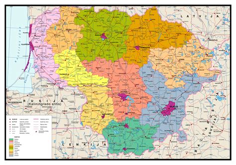 Large administrative map of Lithuania | Lithuania | Europe | Mapsland | Maps of the World