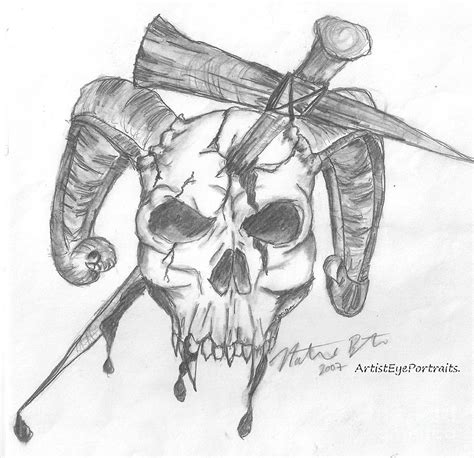 Tattoo Scull Drawing by Nathaniel Bostrom