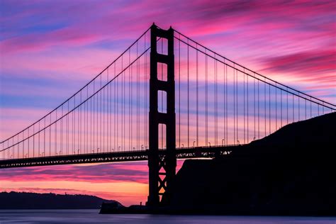 Photo Art of the Golden Gate Bridge at Sunset San Francisco's Golden Gate Bridge Silhouette ...