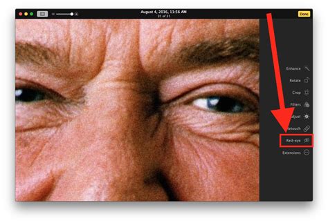How to Always Show Red-Eye Removal Tool in Photos for Mac