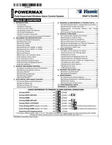 Visonic POWERMAX User manual | Manualzz