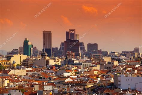 Madrid Skyline with skyscrapers at Sunset Stock Photo by ©SOMATUSCANI 29771809