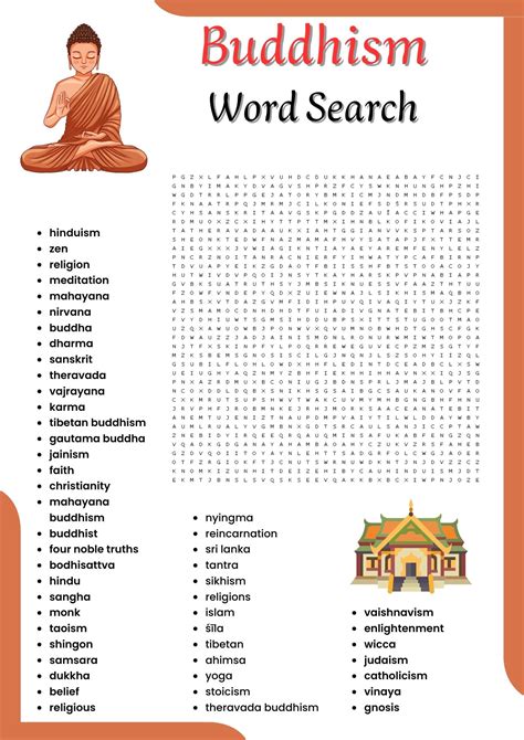 Buddhism word search Puzzle worksheet activities for kids | Made By Teachers