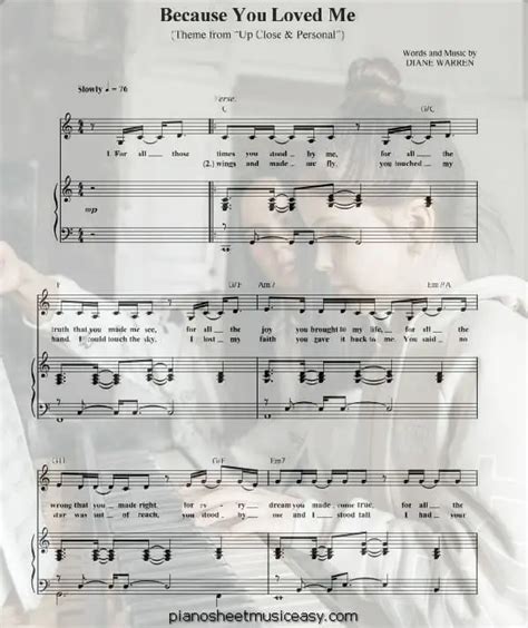 Because you loved me sheet music - C Major