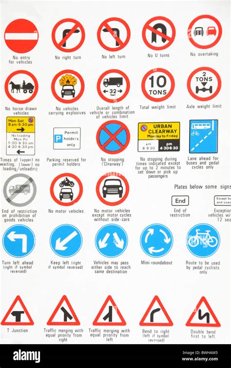 A variety of illustrated UK traffic signs Stock Photo - Alamy