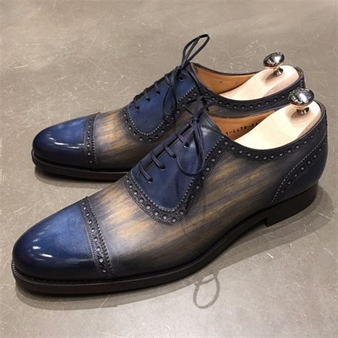 New Men's Handmade Navy Dress Formal Lace Up Leather Shoes, Cap Toe Shoes - Men