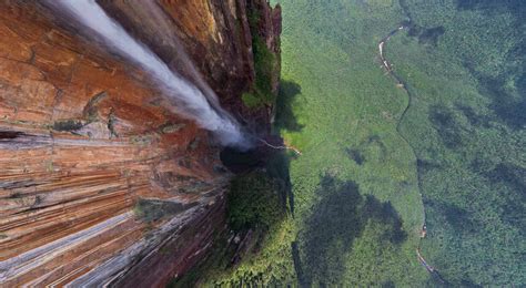 Aerial view above of Angel Falls, Venezuela stock photo