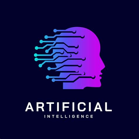 Artificial Intelligence logo,human face,Electronic circuit grid ...