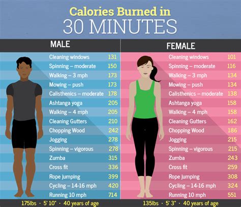 Calories Burned In 30 Minutes - Male vs Female - Fitneass