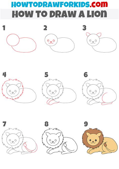 How to Draw a Lion Step by Step - Easy Drawing Tutorial For Kids