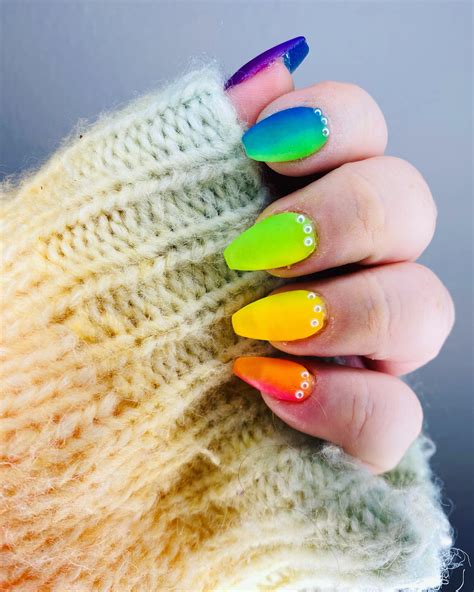 I wanted neon rainbow nails… So I made it happen : r/DipPowderNails