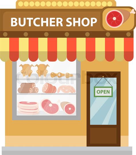 Butcher shop, meat showcase, icon flat style | Stock vector | Colourbox