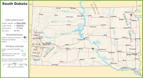 South Dakota (SD) Road and Highway Map (Free & Printable)